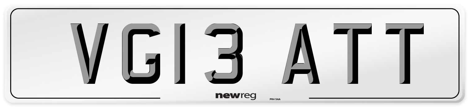VG13 ATT Number Plate from New Reg